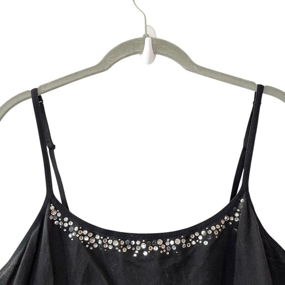 Vintage Y2K‎ Victoria’s Secret PINK Cami Rhinestone Studded Solid Black Size L - Picture 3 of 5